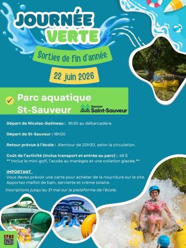 Parc aquatique  Saint-Sauveur - Journée verte 2026